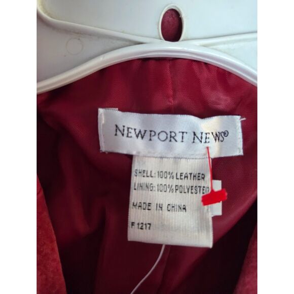 NWT Newport News Women Red 100% Leather Suede 2 Button Blazer Jacket size 14 - Picture 3 of 8